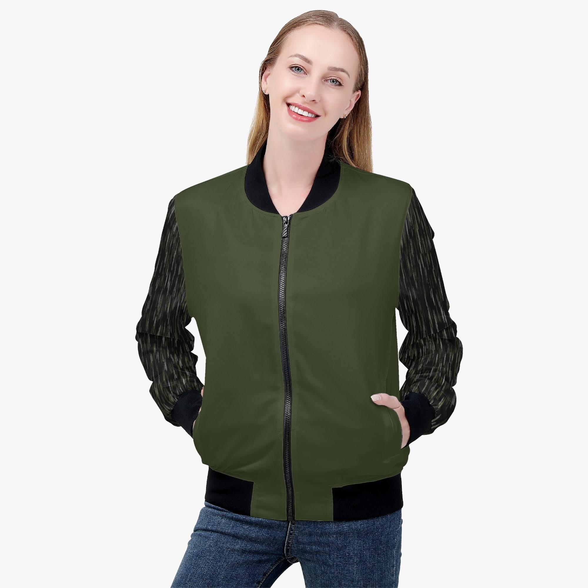 【直送品 同梱不可品】 GARA_khaki(レディースボンバージャケット) レディースボンバージャケット レディース アート ブラック グレー 大人 シック 男前 カーキ オリーブ nie 【受注作成品