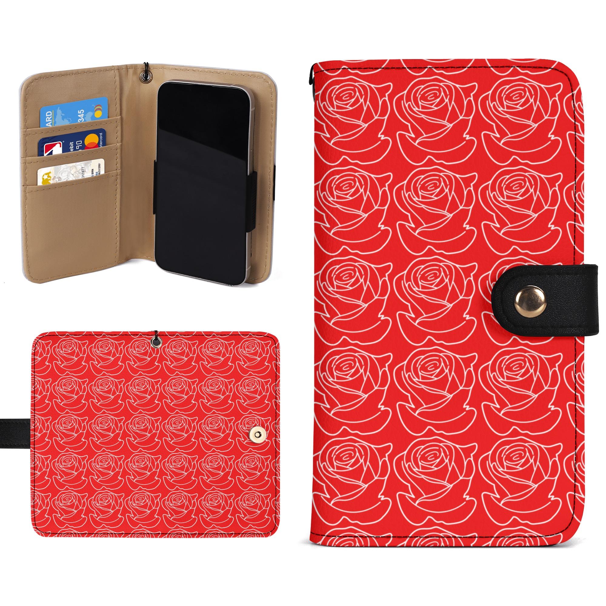 【直送品 同梱不可品】 薔薇(手帳型スマホケース ブラウン) 手帳型スマホケース ブラウン ユニセックス アクセサリー 全て スマホケース 薔薇 バラ 花 赤 レッド 白 線画 シンプル