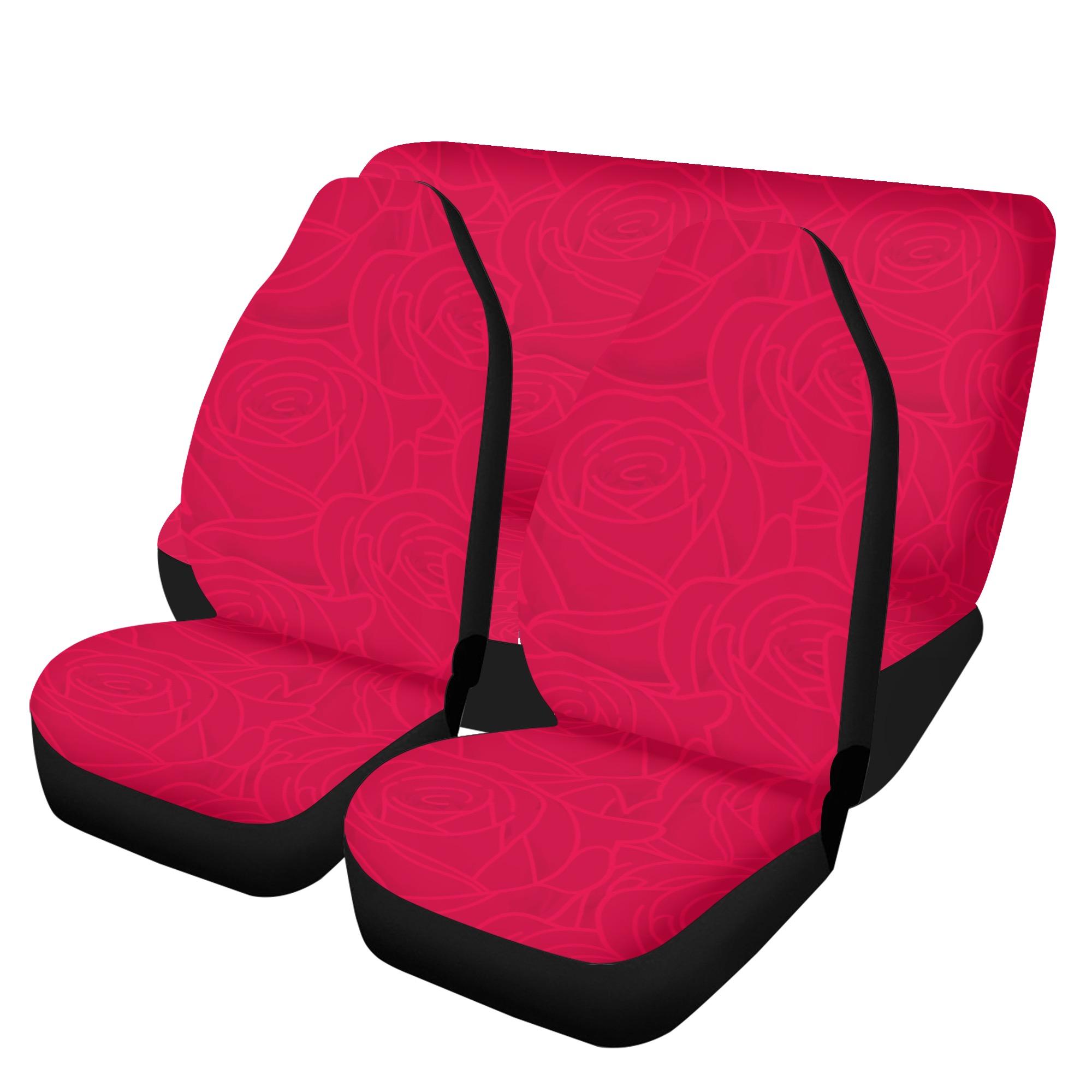 【直送品 同梱不可品】 薔薇(カーシートカバーセット) カーシートカバーセット ユニセックス ホームデコレーション 全て カーグッズ レディース ピンク ショッキングピンク 赤系 花 花柄|ロミオニ防災グッズ保存水や食の店