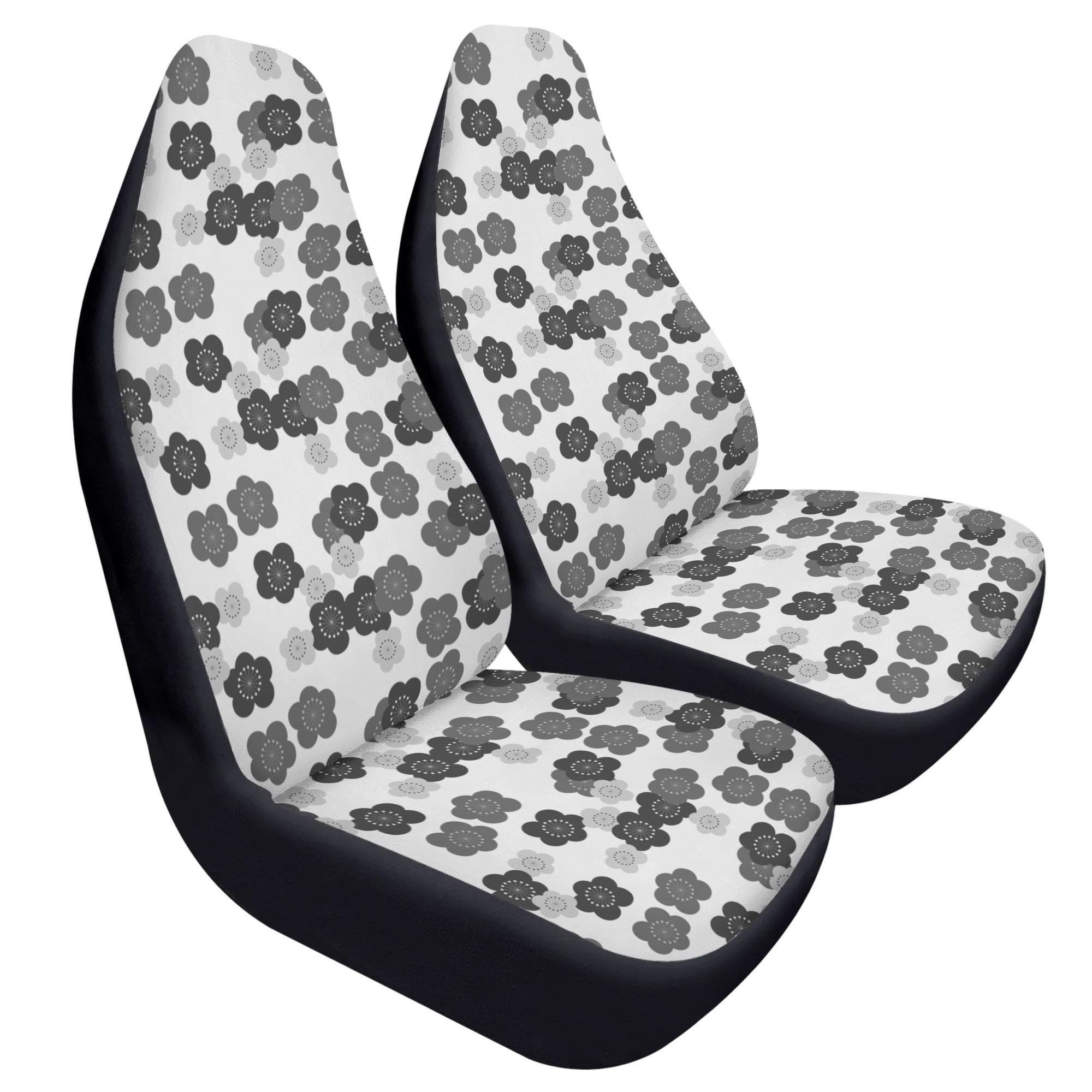 【直送品 同梱不可品】 モノクロ梅(カーシートカバー) カーシートカバー ユニセックス ホームデコレーション 全て カーグッズ グレー モノクロ パターン 花 梅 スタイリッシュ 洗練 清楚