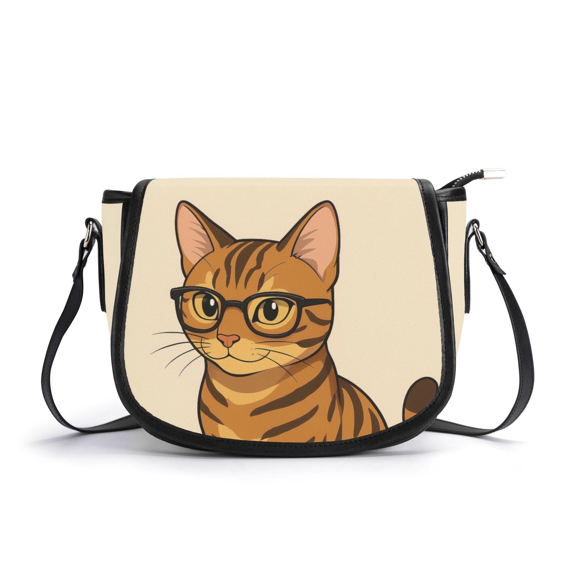 【直送品 同梱不可品】 眼鏡なベンガルCAT(本革サドル御徒面子) 本革サドル御徒面子 ユニ一発やる 御徒面子 毛の荒物 肩肉 合切袋 レディース キッズ ベンガル 猫 猫 CAT 眼鏡