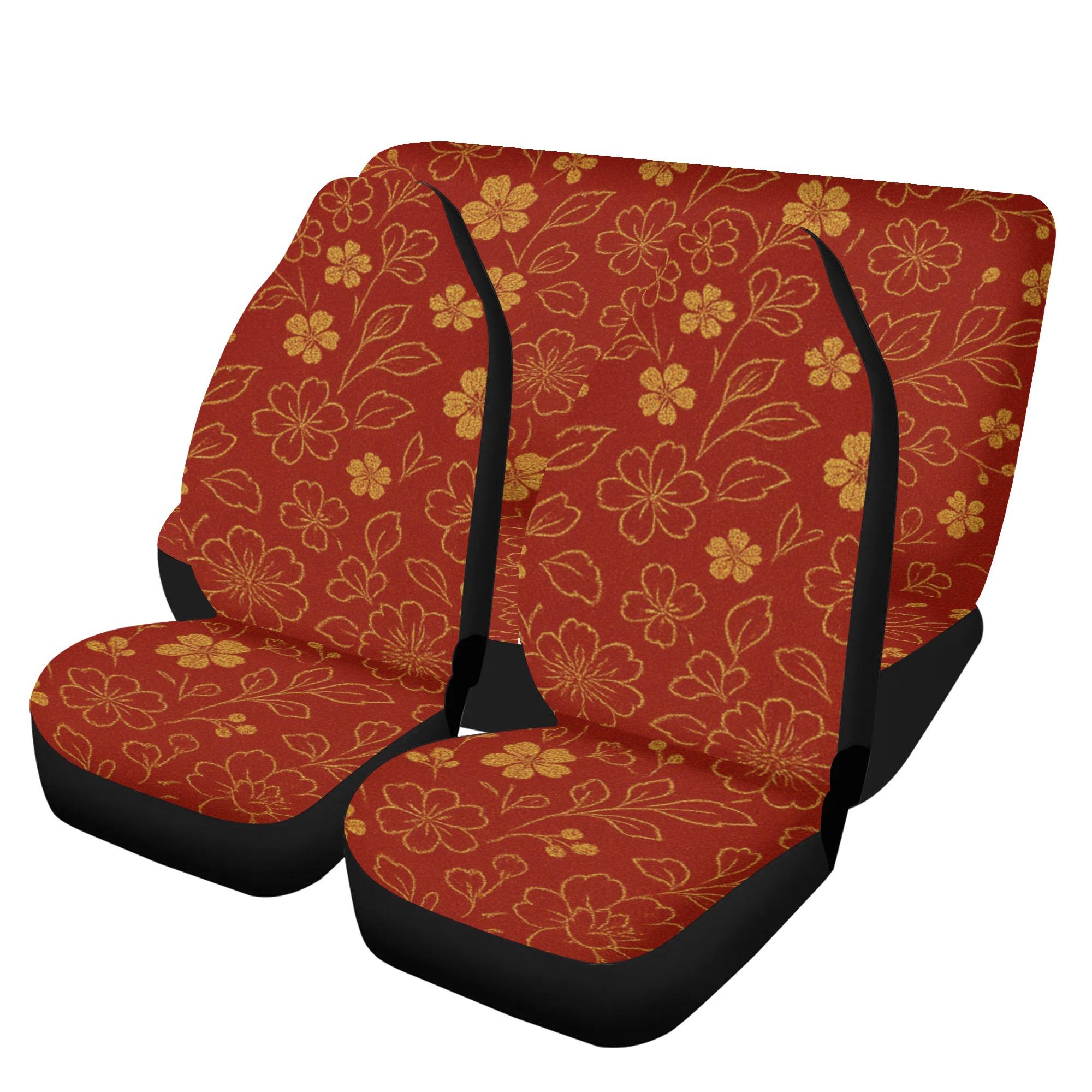 【直送品 同梱不可品】 華(カーシートカバーセット) カーシートカバーセット ユニセックス ホームデコレーション 全て カーグッズ 赤系 和風 和柄 花柄 パターン レディース cut|ロミオニ防災グッズ保存水や食の店
