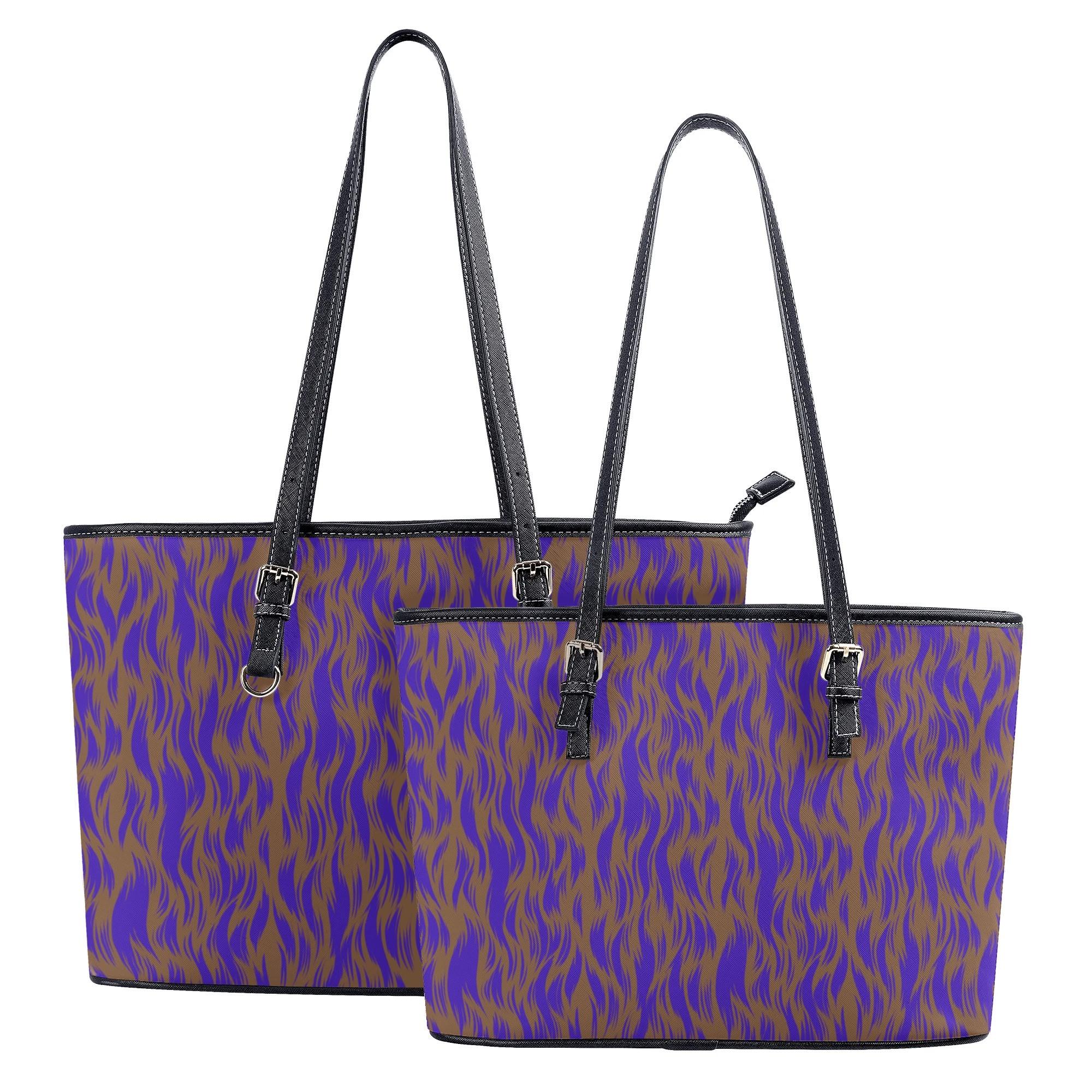 【直送品 同梱不可品】 Wavy pattern【4】(レザートートバッグ) レザートートバッグ レディース バッグ アート ブルー 青 ブラウン 茶色 紋様 波紋 水面 波 うねり charamaru