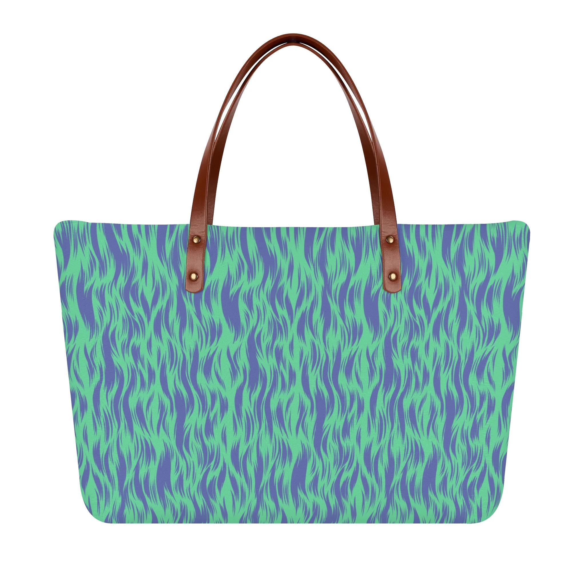 【直送品 同梱不可品】 Wavy pattern【5】(トートバッグ) トートバッグ レディース バッグ アート グリーン ブルー 青 緑 紋様 波紋 水面 波 うねり charamaru 【返品キャンセル不可品】