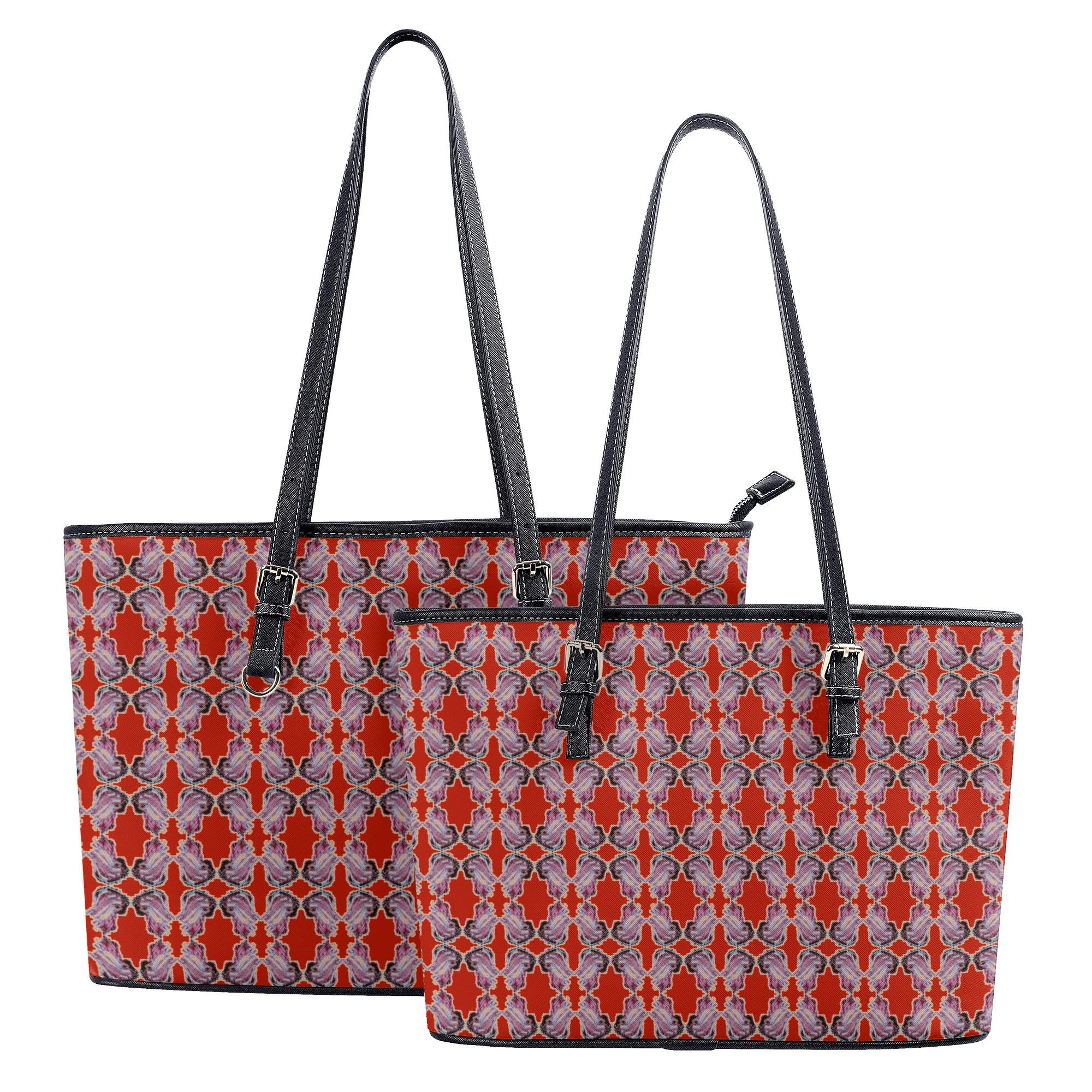 【直送品 同梱不可品】 classical pattern【1】(レザートートバッグ) レザートートバッグ レディース バッグ アート カラフル 赤 レッド クラシカル シュール charamaru 【返品キャンセル不可品】
