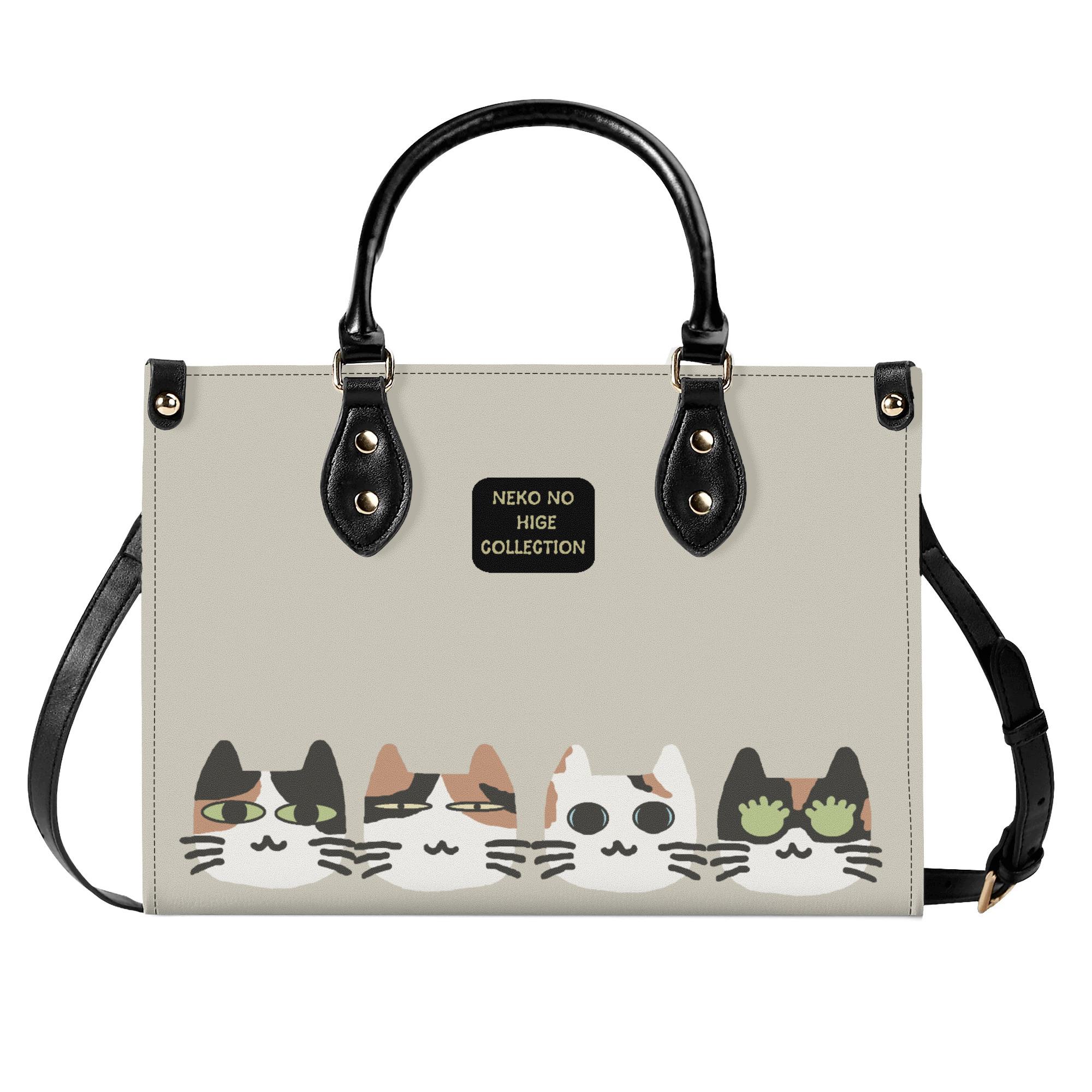 【直送品 同梱不可品】 みけみけ本日だい：ねこのひげあつめ。(本革ハンドバック) 本革ハンドバック レディース 御徒面子 毛の荒物 猫 ねこ スニーカー 三毛猫 nanaronnicoron