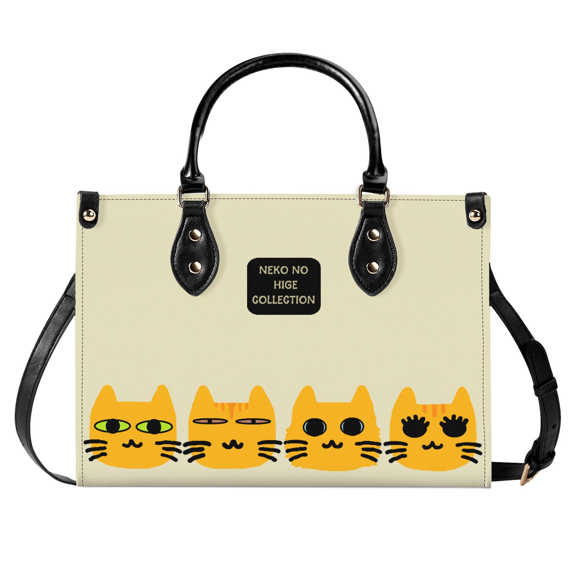 【直送品 同梱不可品】 薄べったいゃとらきょうだい：ねこのひげあつめ。(本革ハンドバック) 本革ハンドバック レディース 御徒面子 毛の荒物 猫 ねこ 茶虎 スニーカー nanaronnicoron