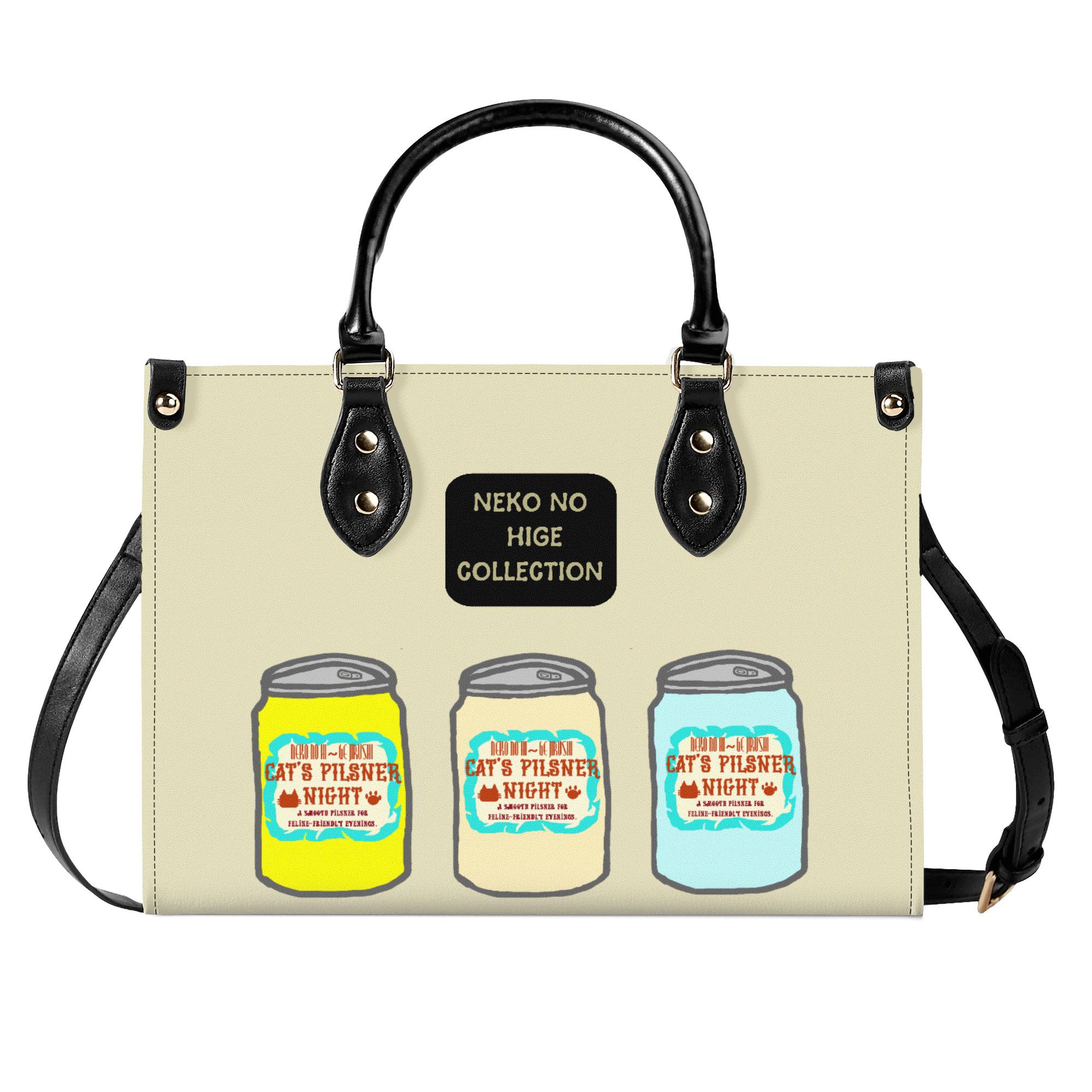 【直送品 同梱不可品】 ネコノヒ~~ゲジルシ ぴるすなー(本革ハンドバック) 本革ハンドバック レディース 御徒面子 毛の荒物 猫 ねこ 麦酒 ピルスナー nanaronnicoron 返品とり止める不可品】