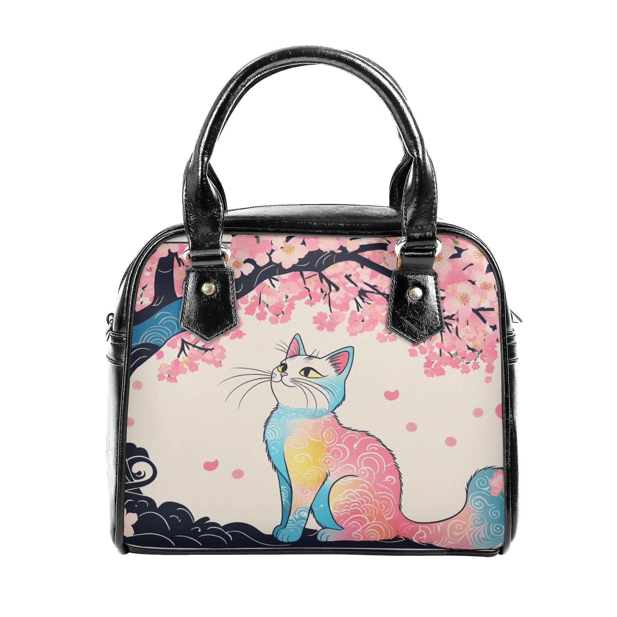 【直送品 同梱不可品】 日本の優雅さにインスパイアされた花の精霊猫(2WAYショルダーバッグ) 2WAYショルダーバッグ レディース バッグ 動物 猫 ギフト 贈り物 普段使い leojiro24