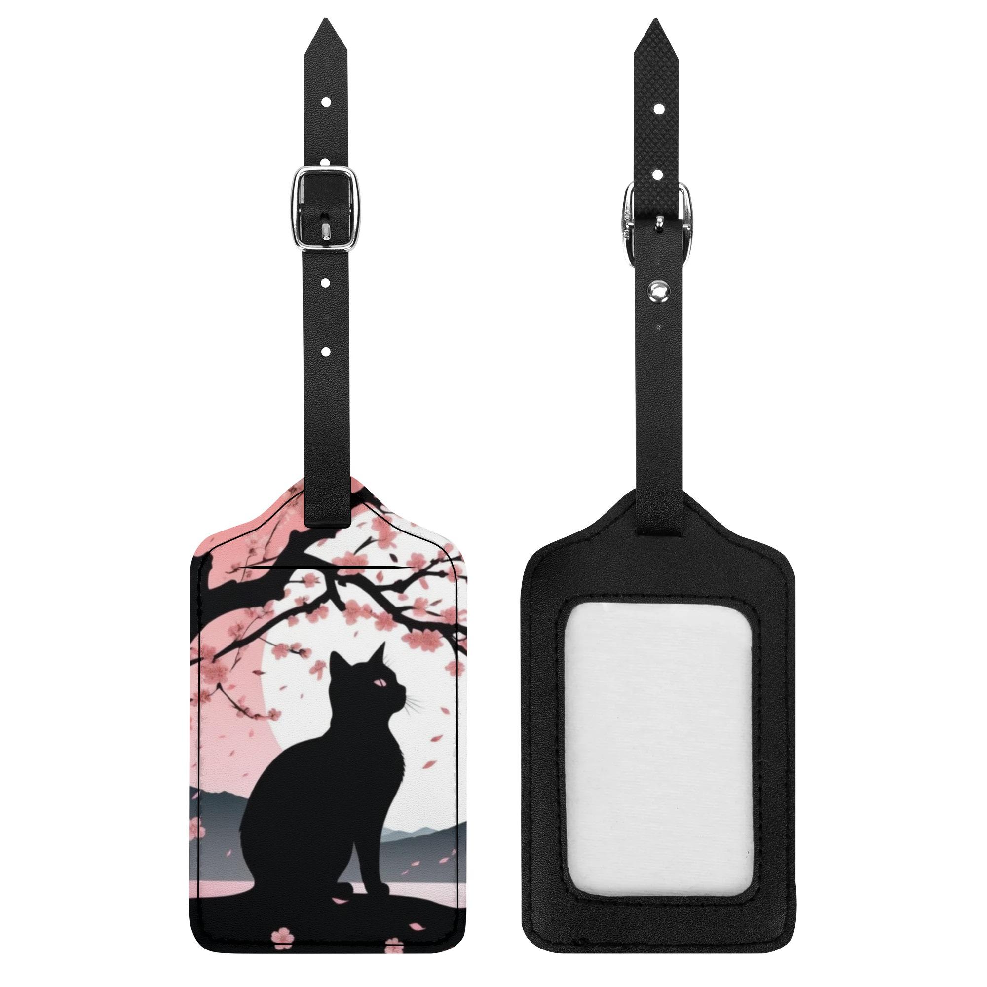 【直送品 同梱不可品】 黒猫のシルエットが映える桜の夜(ラゲッジタグ) ラゲッジタグ ユニセックス アクセサリー 動物 猫 ギフト 贈り物 普段使い leojiro24 【返品キャンセル不可品】