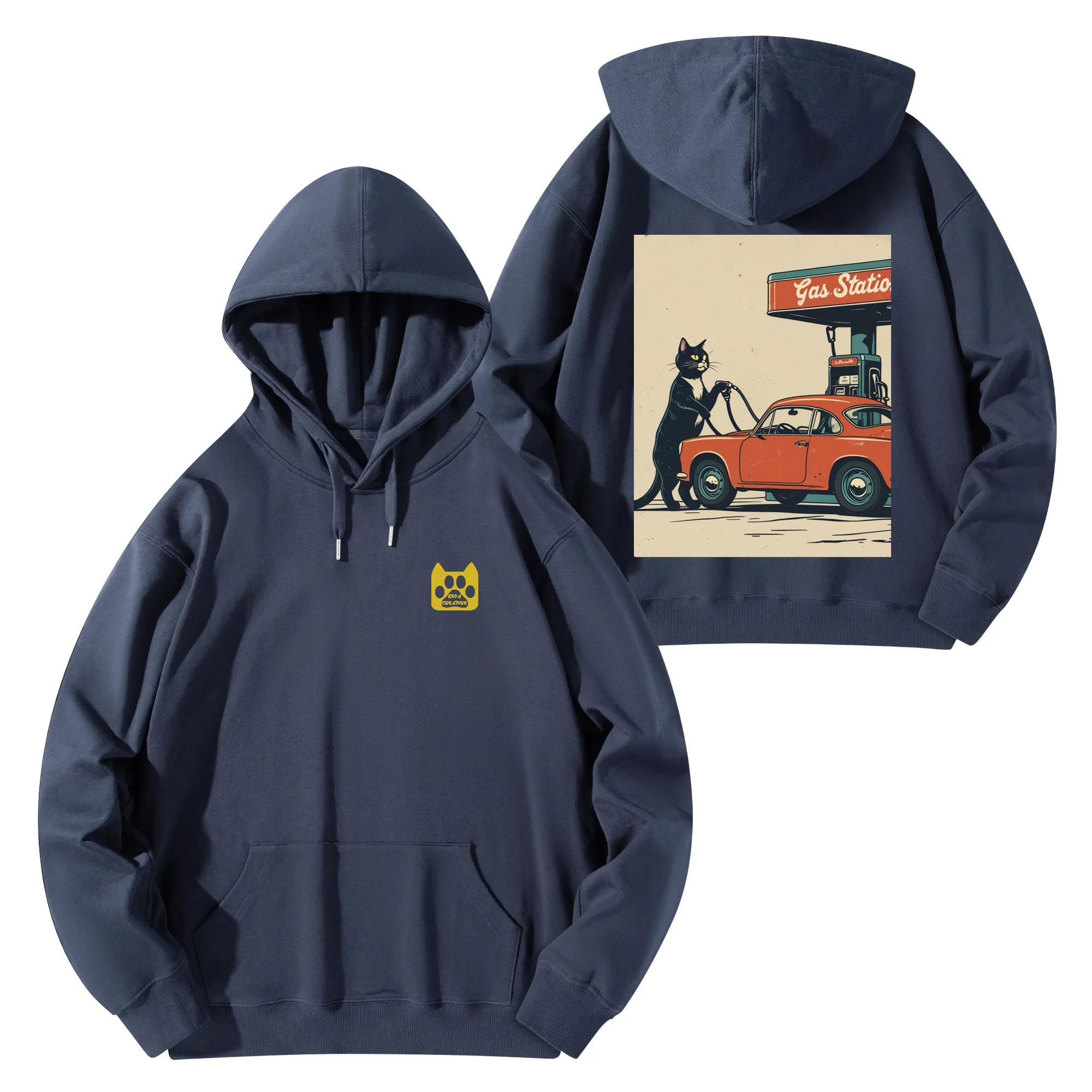 【直送品 同梱不可品】 猫とぎゃすすてーしょん(コットンパーカー) コットンパーカー ユニセックス レディース メンズ 動物 猫 パーカー ギフト ヴィンテージ 贈り物 普段使い スウェット