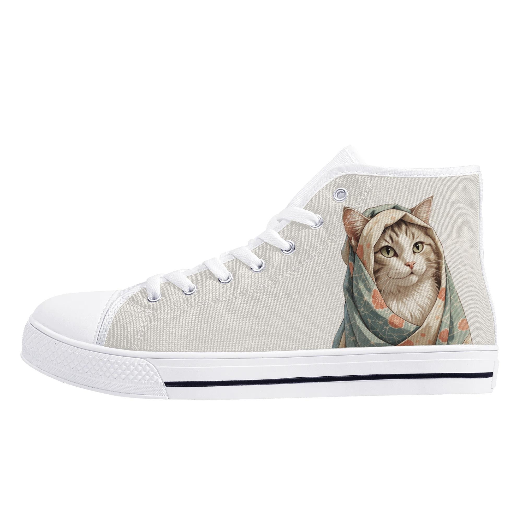 【直送品 同梱不可品】 お召しものほっかむり猫さん(ハイカットスニーカー) ハイカットスニーカー レディース メンズ シューズ 毛の荒物 猫 差し上げ物 差し上げ物 スニーカー 普段使い走り スリッポン leojiro24