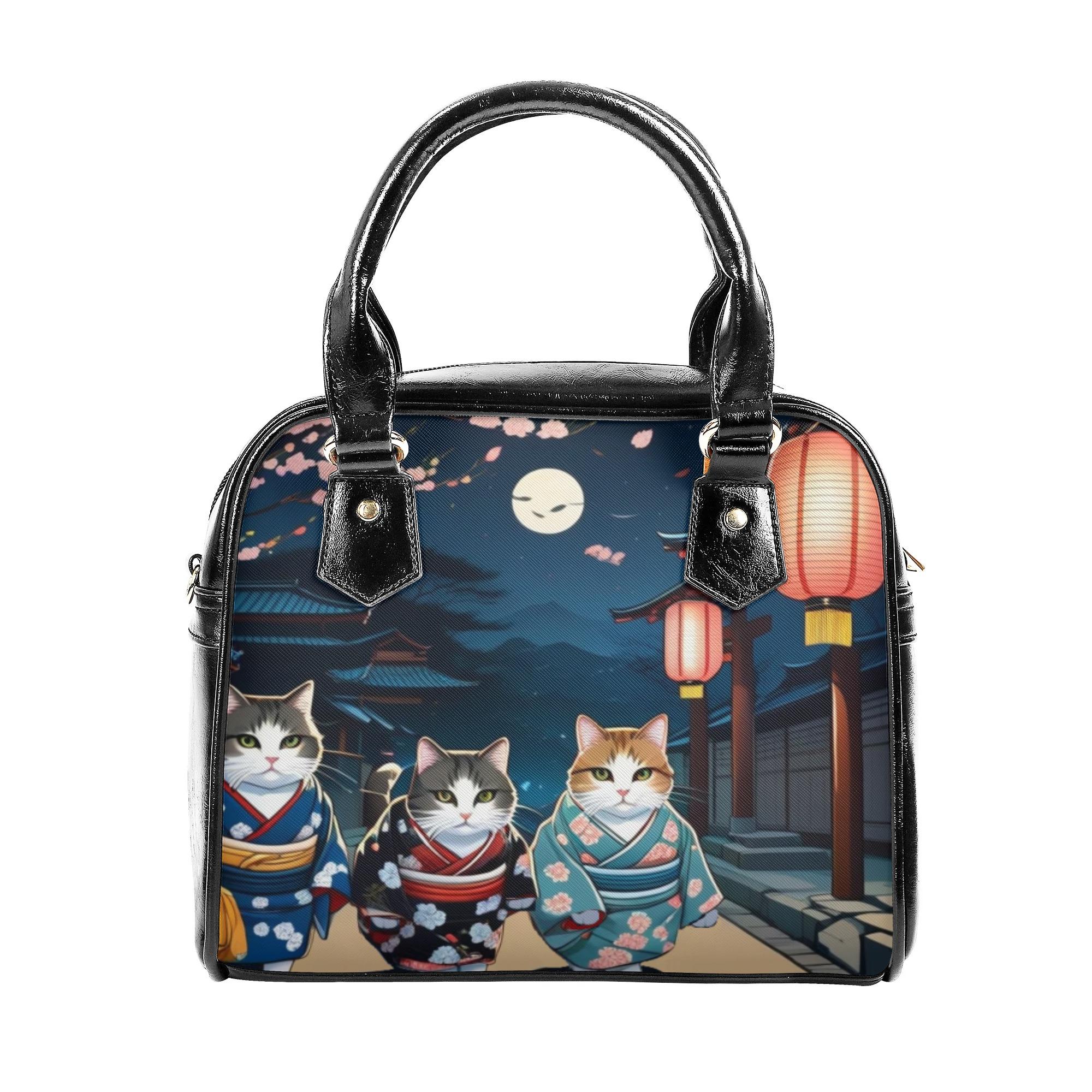 【直送品 同梱不可品】 着物猫3匹達の夜散歩(2WAYショルダーバッグ) 2WAYショルダーバッグ レディース バッグ 動物 猫 和風 着物 leojiro24 【返品キャンセル不可品】