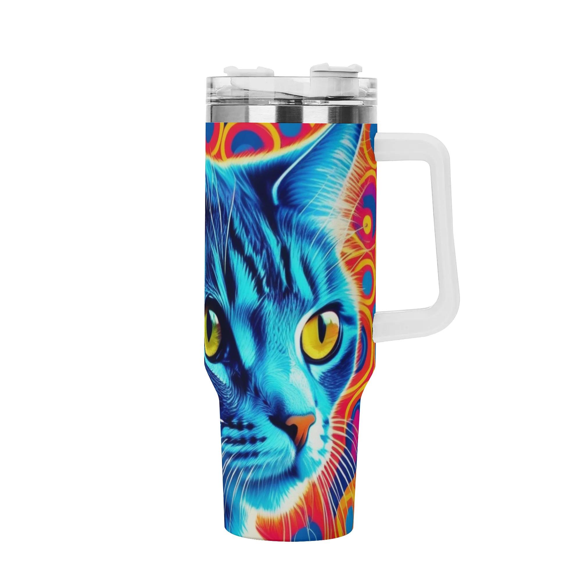 【直送品 同梱不可品】 サイケデリックな猫の雰囲気(取っ手付きタンブラー) 取っ手付きタンブラー ユニセックス アクセサリー 動物 猫 ギフト 贈り物 普段使い タンブラー leojiro24 4,939円