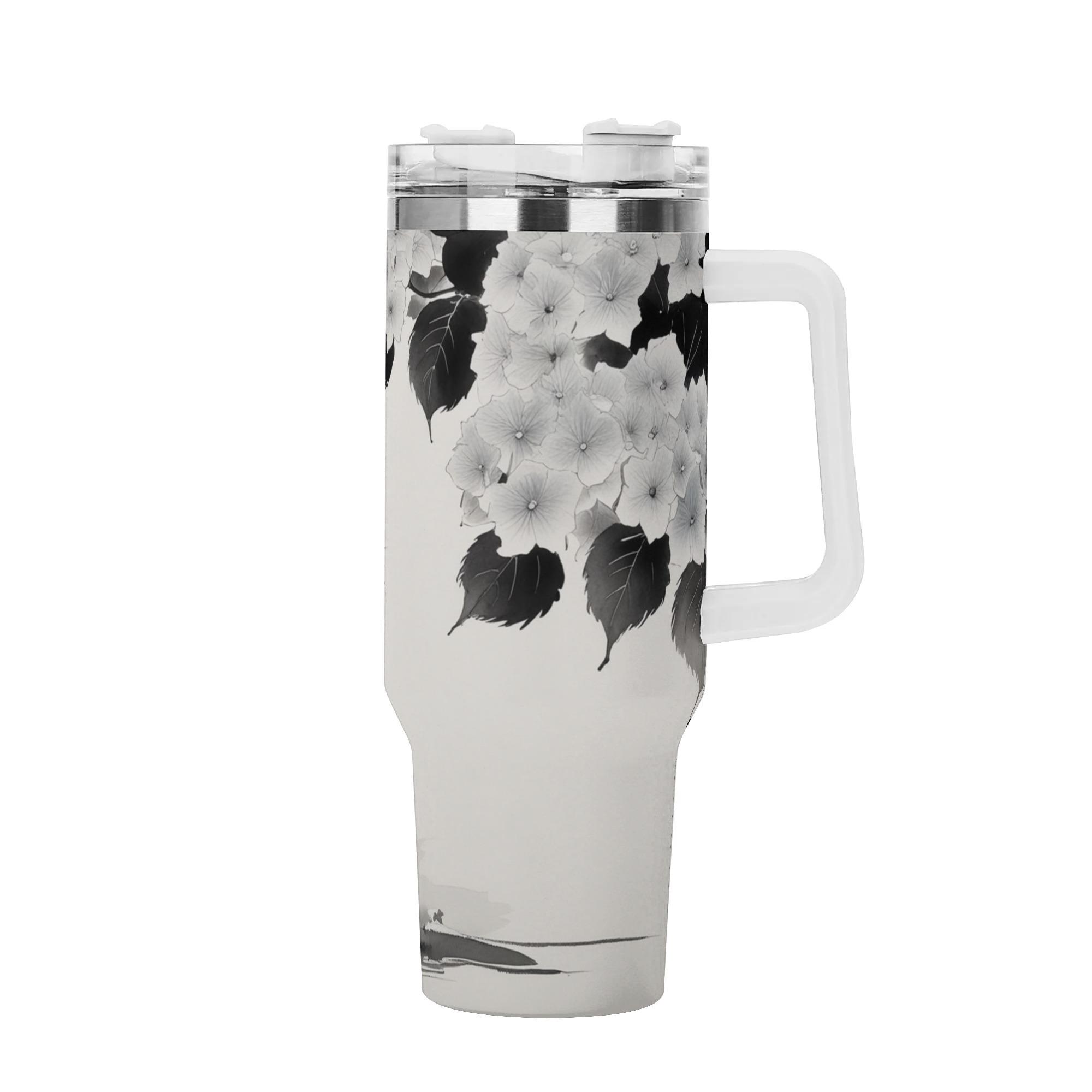 【直送品 同梱不可品】 墨絵風猫と紫陽花 - 白黒(取っ手付きタンブラー) 取っ手付きタンブラー ユニセックス アクセサリー 動物 猫 ギフト 贈り物 普段使い タンブラー leojiro24 4,764円