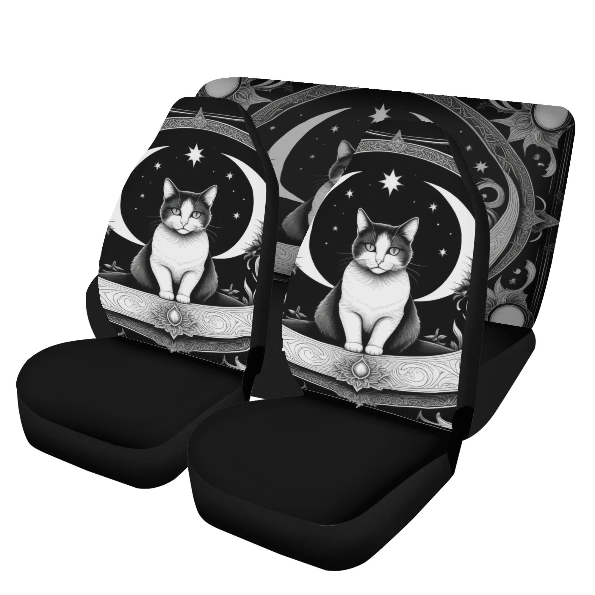 【直送品 同梱不可品】 三日月と天上の猫 ? アールヌーボーの夢の風景(カーシートカバーセット) カーシートカバーセット ユニセックス ホームデコレーション 動物 猫 ギフト 贈り物