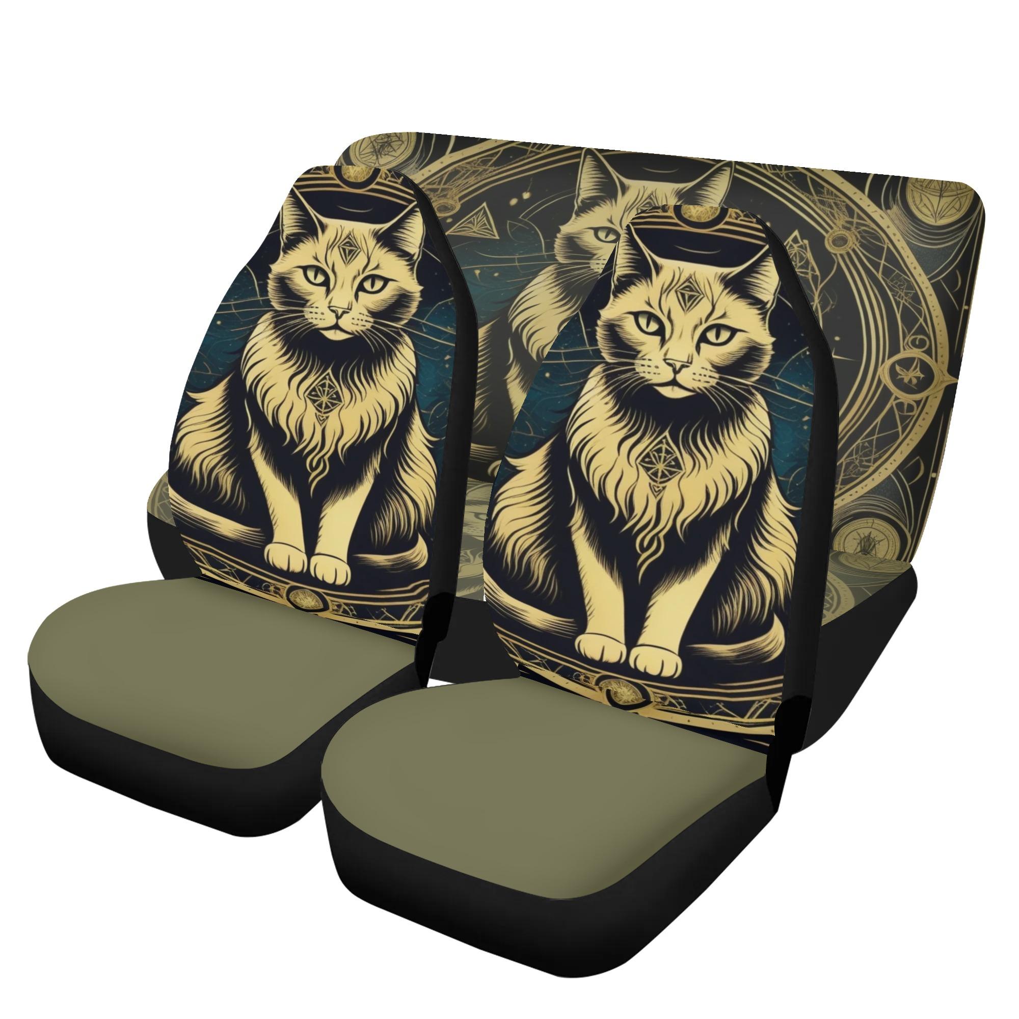 【直送品 同梱不可品】 天体曼荼羅の中の神秘的な猫(カーシートカバーセット) カーシートカバーセット ユニセックス ホームデコレーション 動物 猫 ギフト 贈り物 おうち時間 leojiro24