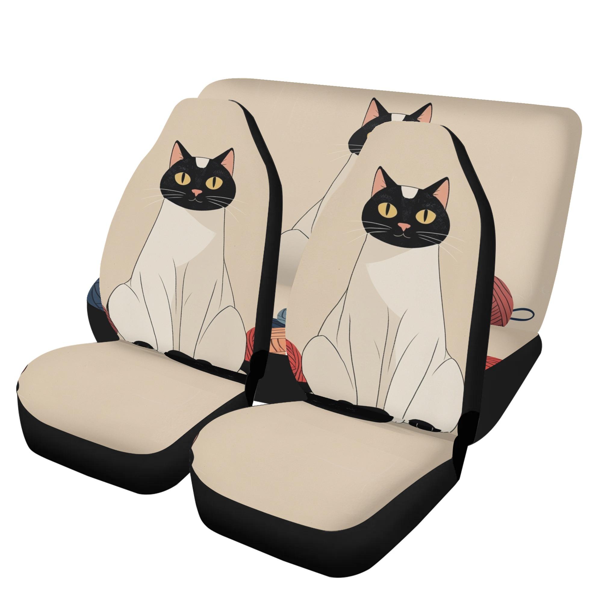 【直送品 同梱不可品】 毛糸とのひと時を楽しむシャム猫：コレハワタシノタカラモノ(カーシートカバーセット) カーシートカバーセット ユニセックス ホームデコレーション 動物 猫｜ロミオニ防災グッズ保存水や食の店