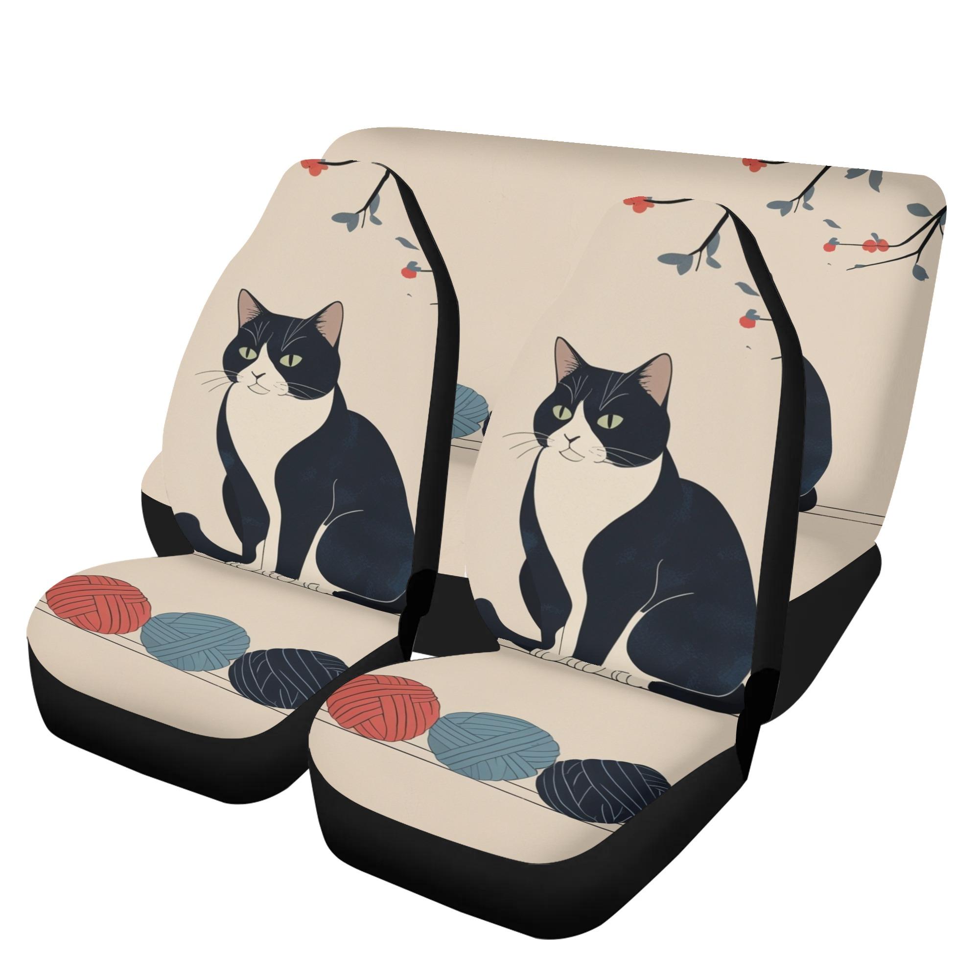 【直送品 同梱不可品】 タキシード猫と宝物の毛糸(カーシートカバーセット) カーシートカバーセット ユニセックス ホームデコレーション 動物 猫 ギフト 贈り物 普段使い leojiro24｜ロミオニ防災グッズ保存水や食の店