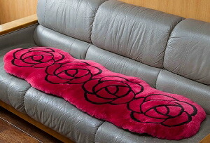 【直送品・大感謝価格 】ムートンクッション 約43×135cm ロングサイズ 1枚 ベージュorローズ