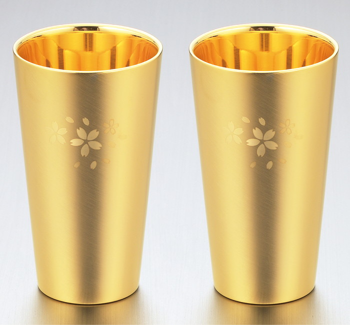 【直送品】金の贅 桜 18-8ステンレスＷ構造タンブラー2PC金メッキ仕上げ 桜 SK-010 φ73×125mm 300ml 2024 STAGE GIFT CATALOG【ヘルシ価格】キッチン用品 食器 酒用品 酒器 晩酌 カップ