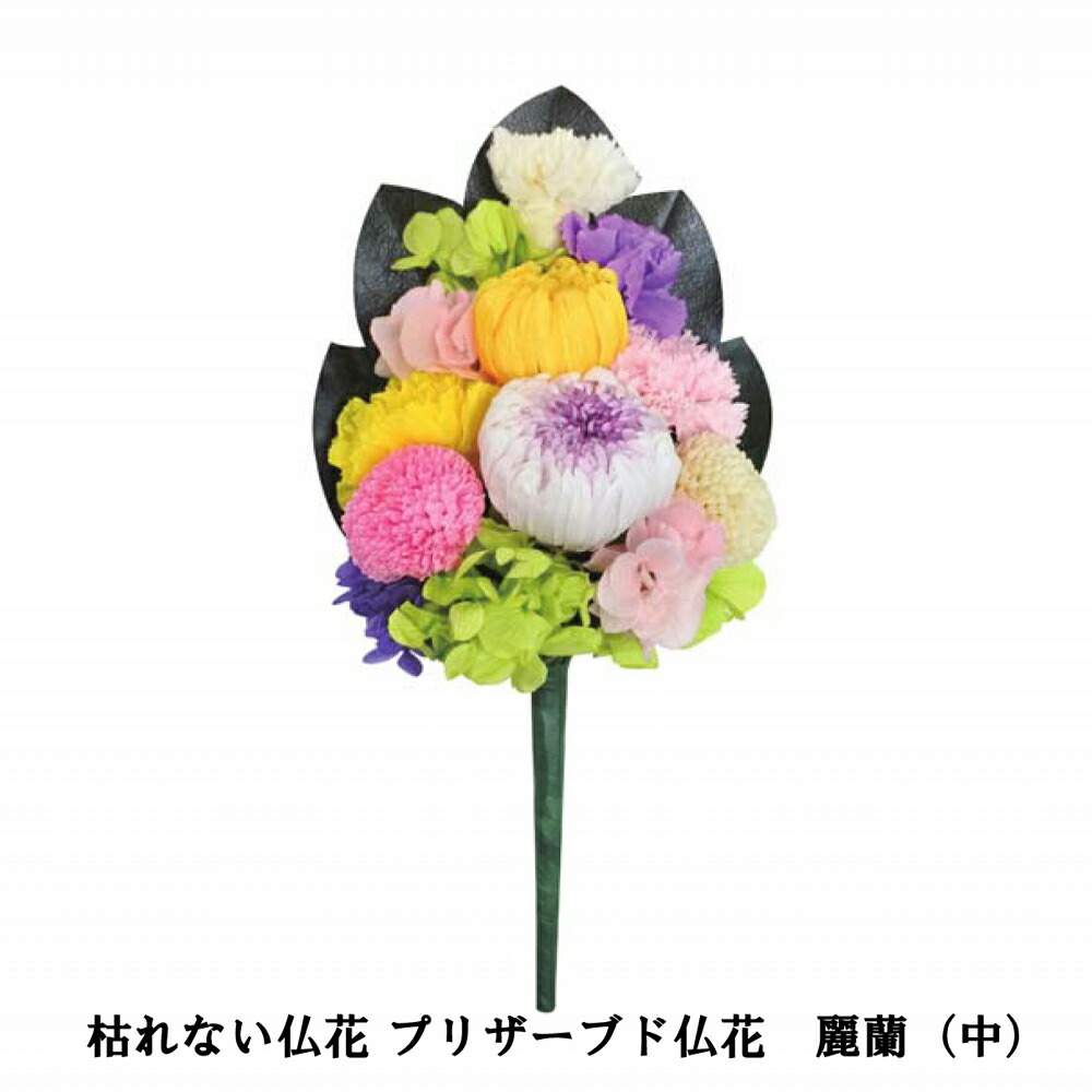 枯れない仏花 プリザーブド仏花　麗蘭（中）単品【倉庫直送h】 仏具 造花 水やり不要 プリザーブドフラワー 消臭 抗菌