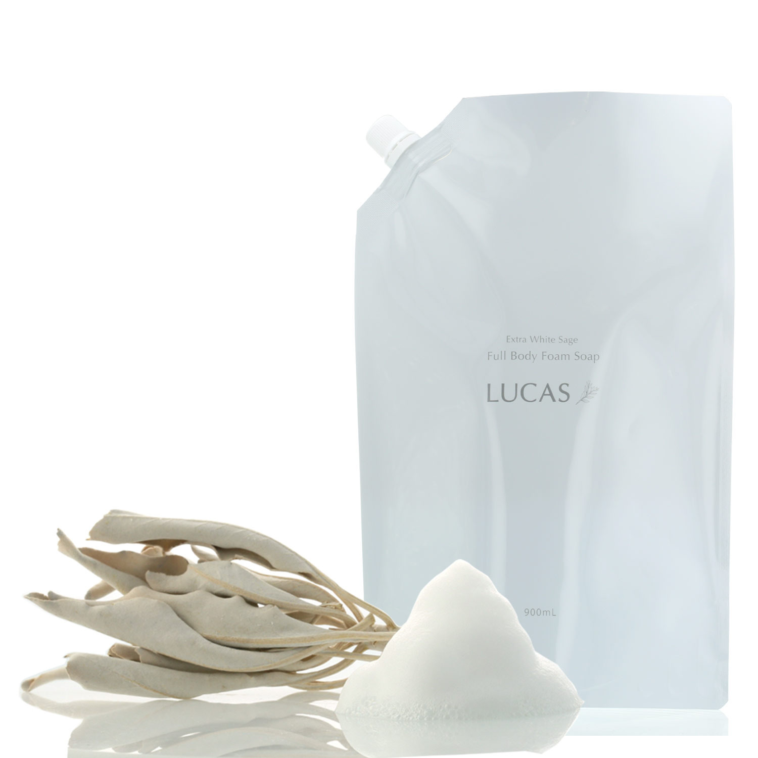 【3個セット】LUCAS ホワイトセージ全身浄化泡ソープ 詰替え用リフィル 900mL x 3【ヘルシ価格】ホワイトセージ全身浄化泡ソープ ハンドソープ 洗顔フォーム ボディソープ シャンプー ヨガ