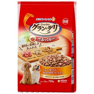 【直送品】【9個仕掛ける】グラン・デリ ふっくら仕立て 牛肉・鶏ささみ・緑黄色草片・乾酪・角切り牛肉粒入り口・入口 750gx9個仕掛ける【ヘルシ通貨価値】 愛玩動物食料雑貨類 犬 ドッグフード