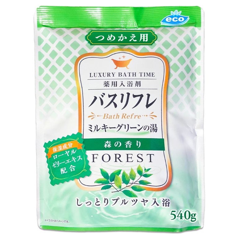 【直送品】【240個仕掛ける】【医薬品部外品】バスリフレ ミルキー緑であることの湯 森の芳ばしさ 薬用一風呂剤 つめかえ用 540gx240個仕掛ける 二階建てバス備品 一風呂剤 薬用