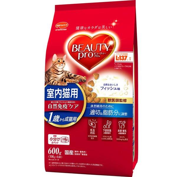 【直送品】【10個セット】ビューティープロ キャット 成猫用 1歳から 室内猫用 フィッシュ味 600gx10個セット ペットグッズ 猫 食品 キャットフード 着色料無添加