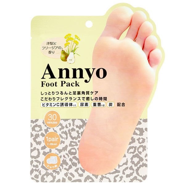 【直送品】【23個セット】Annyo フットパック ヒョウ柄 洋梨とフリージアの香り 1回分x23個セット 化粧品 コスメ フットケア 履くだけ 足裏角質ケア