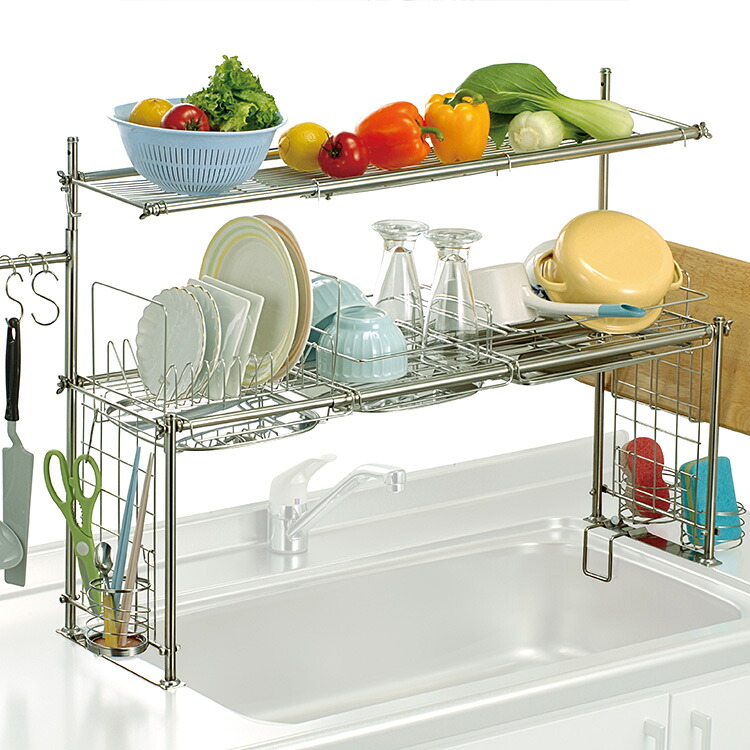 【倉庫直送h】キチンとキッチン収納 3段切替式 KS-2716 W137.5×D26×H61cm 対応シンク幅64～110cm 組立式【受注生産、ご注文後2～3週間で出荷】