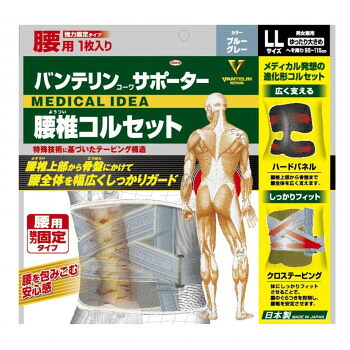 バンテリン 腰椎コルセット ゆったり大きめ ブルーグレー 574-011903-00【お寄せ品、返品キャンセル不可。欠品終売時連絡あり】
