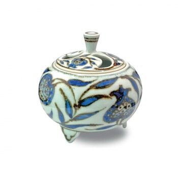 日本香堂 香炉 鉄染柘榴紋 京焼・清水焼 79692【お寄せ品、返品キャンセル不可。欠品終売時連絡あり】
