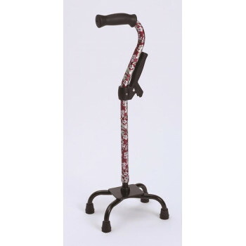 【直送品】フジホーム ステッキ 杖 四点杖 補助グリップ付 花柄赤 WB3801【お寄せ品、返品キャンセル不可。欠品終売時連絡あり】|ヘルシー救急BOX
