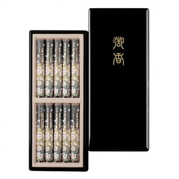 日本香堂 （特選）宇野千代淡墨の桜　漆箱短寸10入り 570454【お寄せ品、返品キャンセル不可。欠品終売時連絡あり】