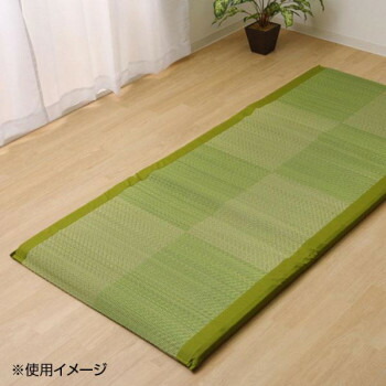 【直送品】い草マット 国産 『ノア Sらくらく』 グリーン シングル 約90×200cm 7557909【お寄せ品、返品キャンセル不可。欠品終売時連絡あり】