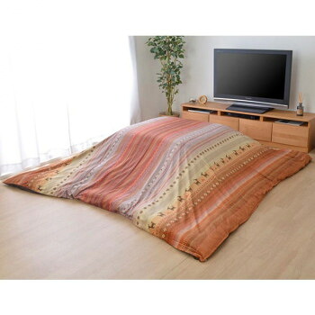 【直送品】こたつ布団覆いかぶせる 矩形 ジッパー手あい ギャッベ柄 約215×325珊 オレンジ色 5190979【お寄せ品、返品取りやめる不可。欠品終売時申しつたえるあり】