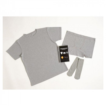 【直送品】防災用品 真空下着3点セット グレー (半袖Tシャツ・ボクサーパンツ・靴下) SK-UW(F)　SK-UW(F)【お寄せ品、返品キャンセル不可。欠品終売時連絡あり】