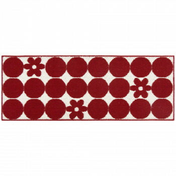 【メーカー直送（大型）】カキウチ ズレSTRONG キッチンマット120cm スフィア レッド 45×120cm【お寄せ品、返品キャンセル不可。欠品終売時連絡あり】