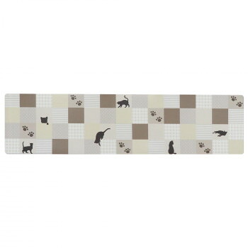 【メーカー直送（大型）】カキウチ キャットシェイプ PVC キッチンマット ベージュ 45×180cm【お寄せ品、返品キャンセル不可。欠品終売時連絡あり】
