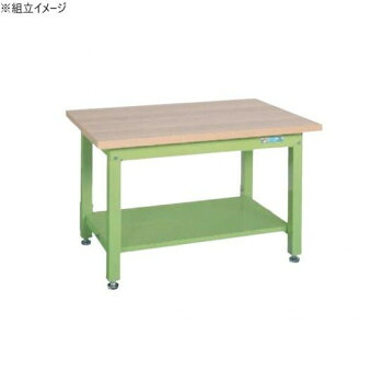【直送品】サカエ 重量作業台KWタイプ 木目天板 1200×800×740mm 中板2枚付 KWM-128T1【お寄せ品、返品キャンセル不可。欠品終売時連絡あり】