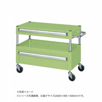【直送品】サカエ CSパールワゴン中量タイプ 引出し付 グリーン CSP-6061ACSE【お寄せ品、返品キャンセル不可。欠品終売時連絡あり】