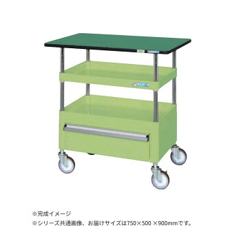 【直送品】サカエ CSパールワゴン中量タイプ 引出し 天板付 グリーン CSP-7582CTENU【お寄せ品、返品キャンセル不可。欠品終売時連絡あり】