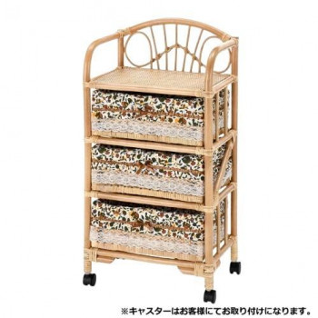【直送品】今枝商店　Romantic Rattan　籐ランドリー 3段　E3101【お寄せ品、返品キャンセル不可。欠品終売時連絡あり】