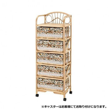【直送品】今枝商店　Romantic Rattan　籐ランドリー 5段　E3301【お寄せ品、返品キャンセル不可。欠品終売時連絡あり】