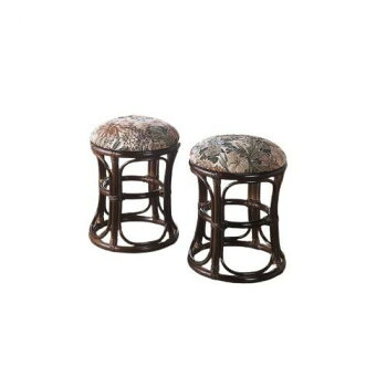 【直送品】今枝バス発着場 Romantic Rattan 籐座蒲団付腰かけ 2個組 TK43【お寄せ品、返品取り止める不可。欠品終売時かかわり合いあり】