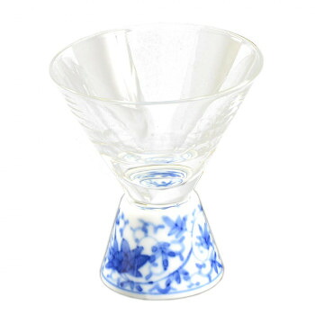 有田焼 福泉窯 有田浪漫グラス SAKE GLASS 台形 染付華唐草【お寄せ品、返品キャンセル不可。欠品終売時連絡あり】