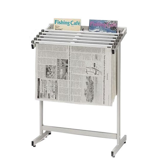 【メーカー直送（大型）】ナカキン　新聞架　5本掛　マガジンラック付　563S-WG【お寄せ品、返品キャンセル不可。欠品終売時連絡あり】