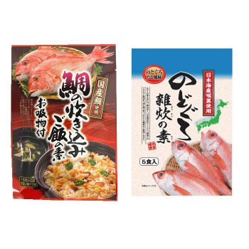 【直送品】みなり 鯛の炊き込みご飯の素(1合用×2)お吸い物(3)付・のどぐろ雑炊の素(6.3g×5) 各15個セット【お寄せ品、返品キャンセル不可。欠品終売時連絡あり】|ヘルシー救急BOX